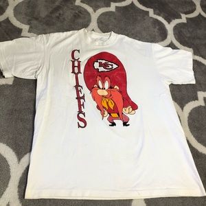Kansas City Chiefs Tshirt Mens XL Single Stitch Yosemite Sam White Vintage